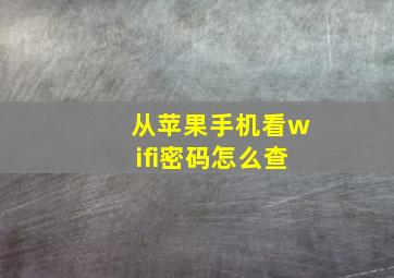 从苹果手机看wifi密码怎么查