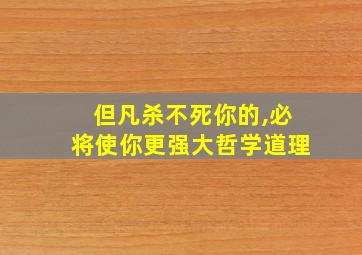 但凡杀不死你的,必将使你更强大哲学道理