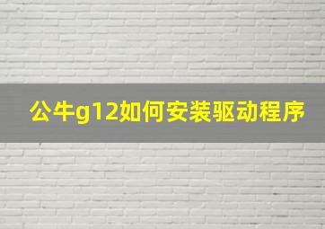 公牛g12如何安装驱动程序