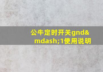 公牛定时开关gnd—1使用说明