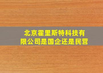 北京霍里斯特科技有限公司是国企还是民营