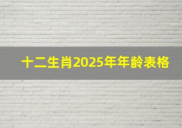 十二生肖2025年年龄表格