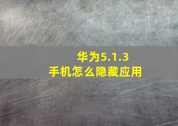 华为5.1.3手机怎么隐藏应用