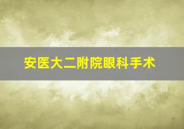 安医大二附院眼科手术