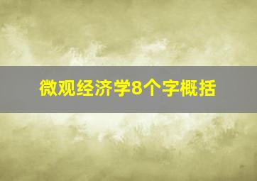 微观经济学8个字概括