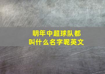 明年中超球队都叫什么名字呢英文