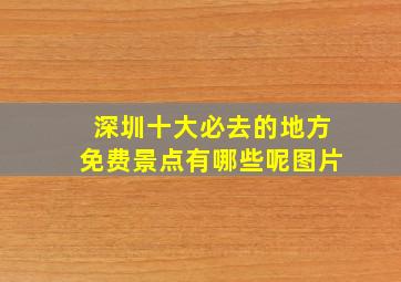 深圳十大必去的地方免费景点有哪些呢图片