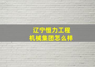 辽宁恒力工程机械集团怎么样